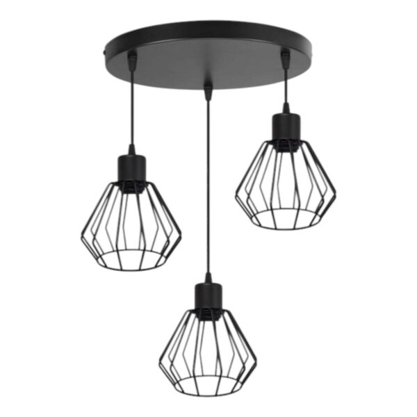 Závěsné stropní svítidlo NUVOLA ve stylu loft se třemi stínidly v černé barvě - Image 2