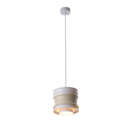 Závěsné bilé svítidlo na lanku s bežovzmi prvky 12803 "UNIQ", 1x60W, E27, bílá, béžová