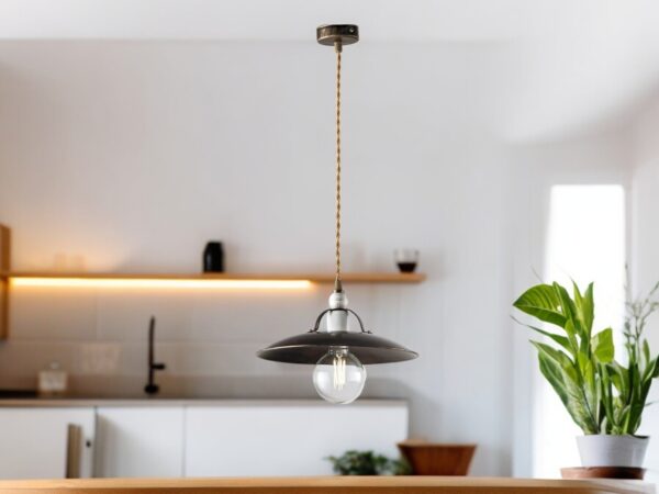 Závěsné svítidlo CANTINA s textilním kabelem, 1×60W, E27, Hnědá - Image 2