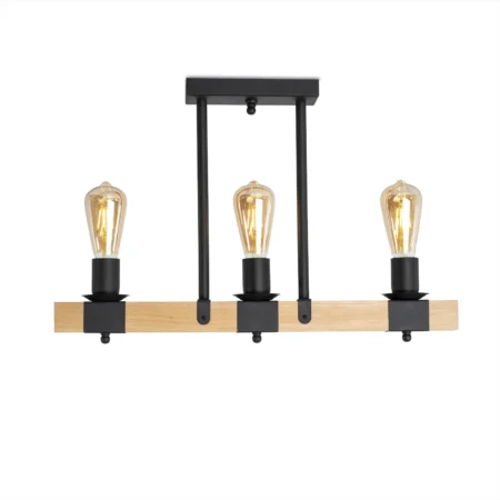 Stropní svítidlo 50708 "DEKO", 3x60W, E27, černá, přírodní olše