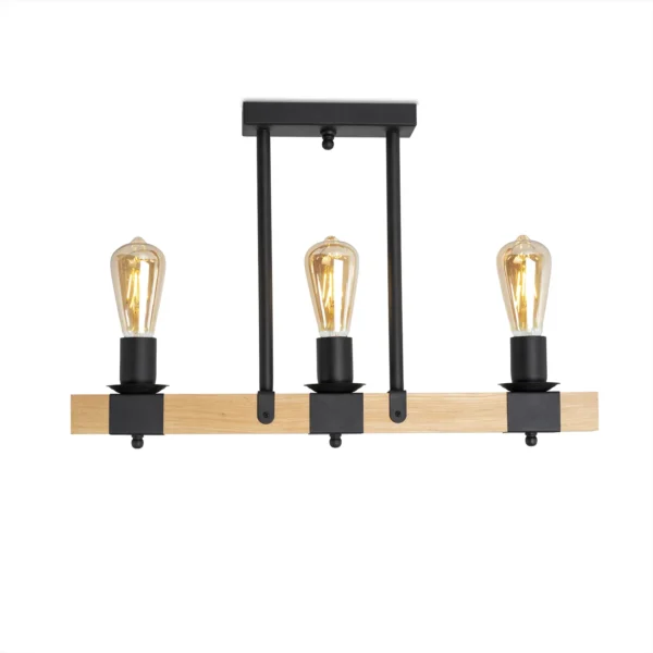 Stropní svítidlo 50708 "DEKO", 3x60W, E27, černá, přírodní olše