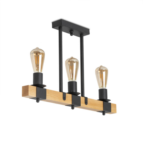 Stropní svítidlo 50708 "DEKO", 3x60W, E27, černá, přírodní olše - Image 3