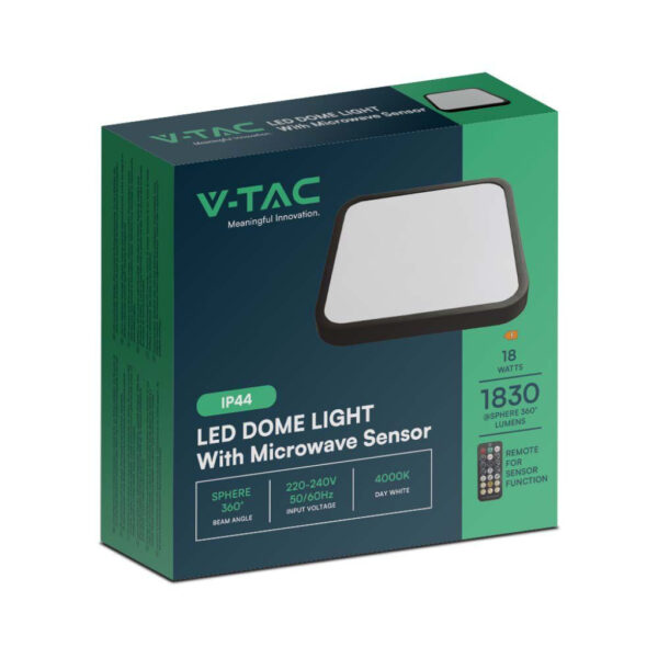 Stropní LED svítidlo, pohybovým MW čidlem a DO, 18W denní bílá 4000K, 29 cm, IP44 - Image 3