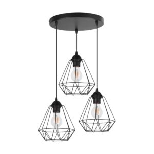 Závěsné svítidlo na lanku s kovovými DIAMOND LOFT v černé barvě