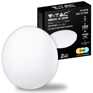 Stropní LED svítidlo kulaté, 18W, CCT nastavitelná barva světla 3000K-6400K, 31 cm, IP20