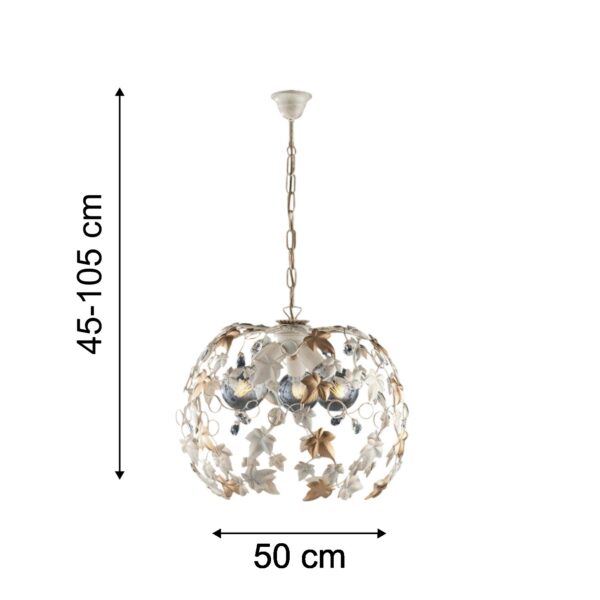Závěsný lustr Edera, 3x60W, E27, slonová kost, zlatá - Image 2