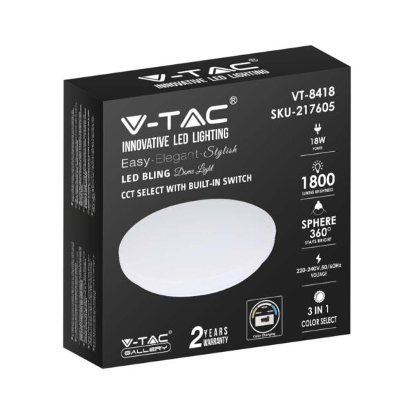 Stropní LED svítidlo kulaté, 18W, CCT nastavitelná barva světla 3000K-6400K, 31 cm, IP20 - Image 2