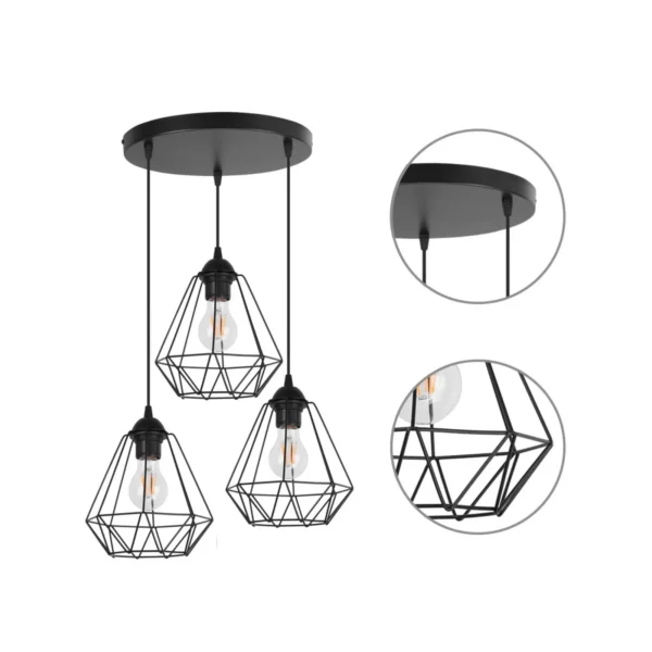Závěsné svítidlo na lanku s kovovými stínítky DIAMOND LOFT CORRAL 3 - Image 3