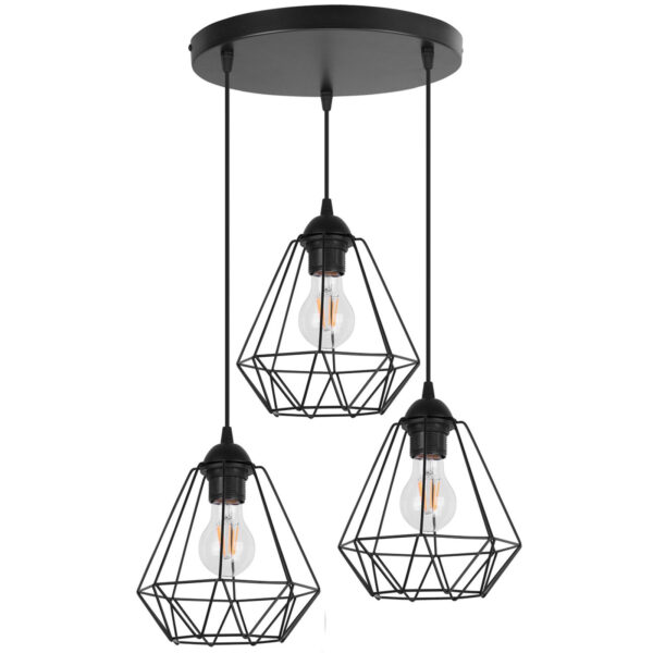 Závěsné svítidlo na lanku s kovovými stínítky DIAMOND LOFT CORRAL 3